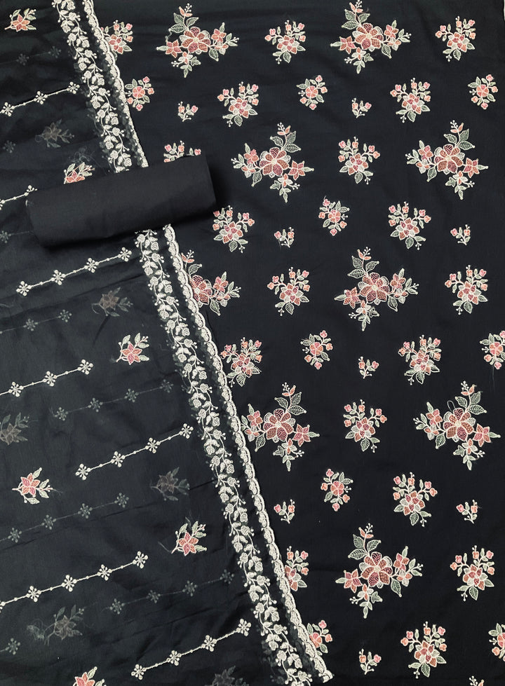 Cotton Unstitched Salwar Suit with Cotton Embroidered Duppatta - 45354