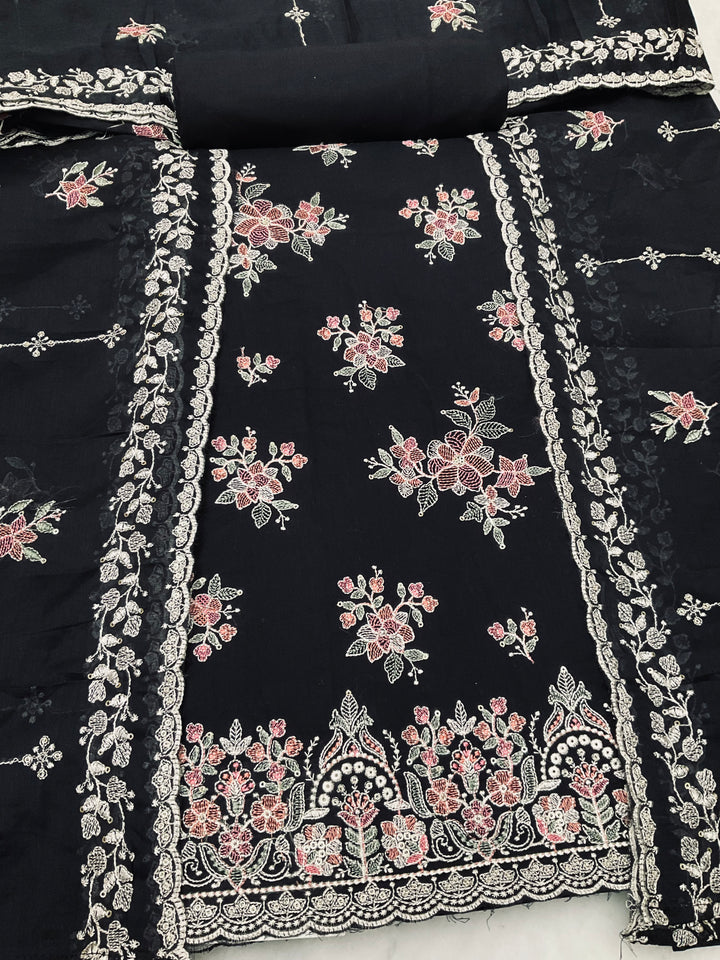 Cotton Unstitched Salwar Suit with Cotton Embroidered Duppatta - 45354
