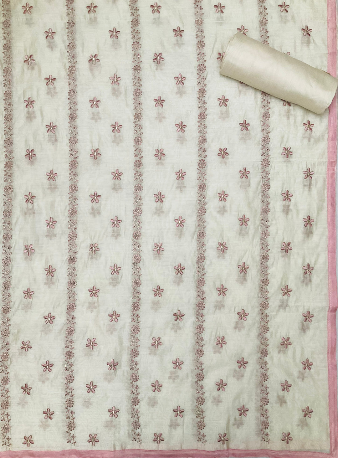 Chanderi Embroidered Unstitched Salwar Suit - 45341