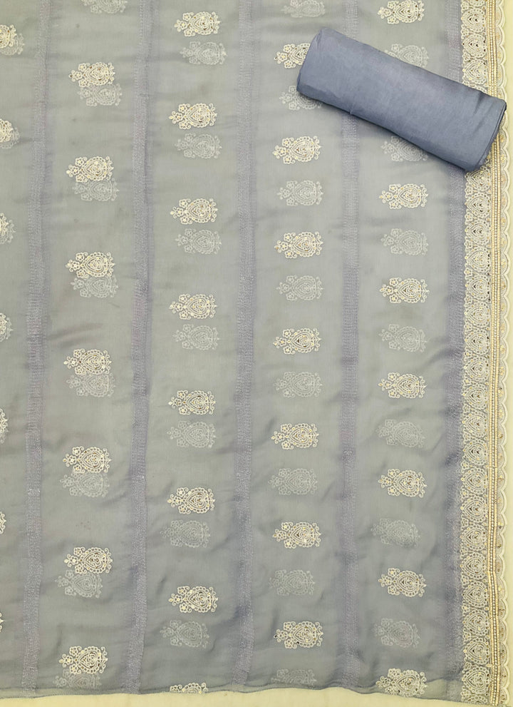 Chiffon Embroidered Unstitched Salwar Suit - 45351