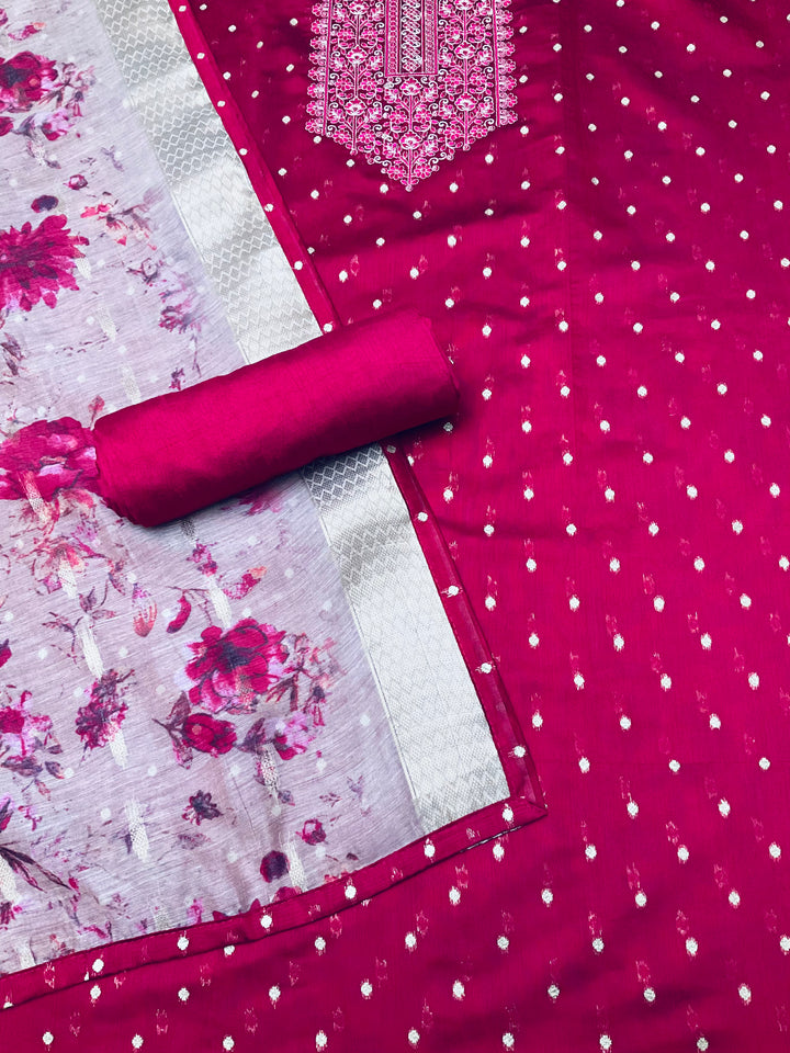Woven Chanderi Unstitched Suit - 45338