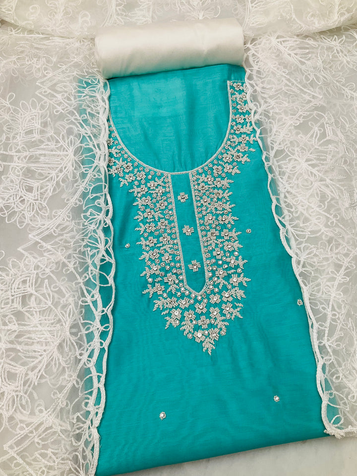 Chanderi Embroidered Unstitched Suit - 45334