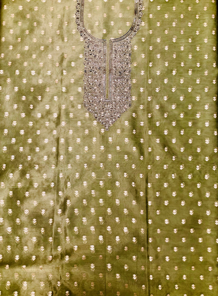 Woven Chanderi Embroidered Unstitched Suit - 45332