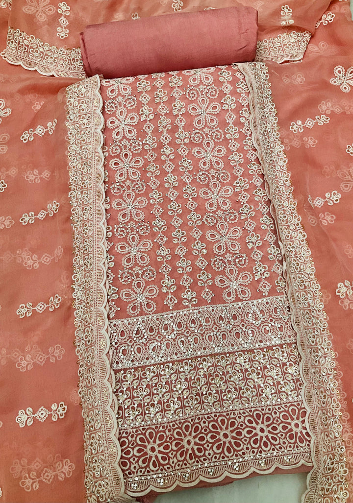 Chiffon Embroidered  Unstitched Salwar Suit - 45352