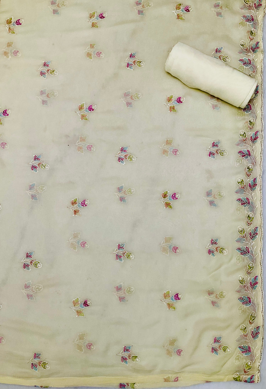 Chiffon Embroidered Unstitched Salwar Suit - 45350