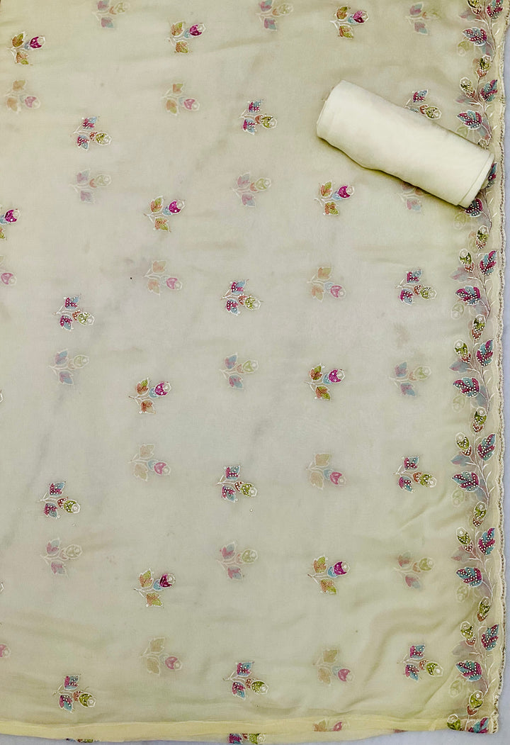 Chiffon Embroidered Unstitched Salwar Suit - 45350
