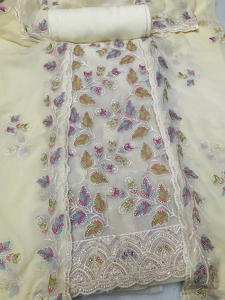 Chiffon Embroidered Unstitched Salwar Suit - 45350