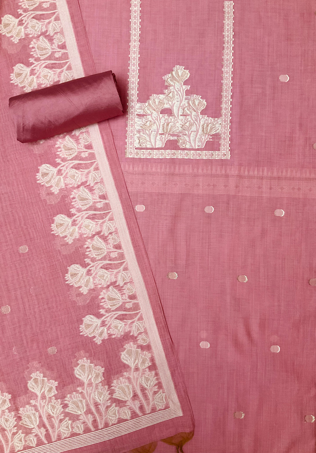 Woven Chanderi Unstitched Salwar Suit - 45343