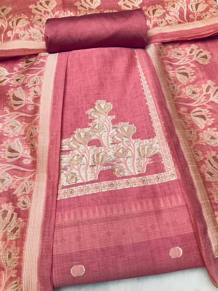 Woven Chanderi Unstitched Salwar Suit - 45343