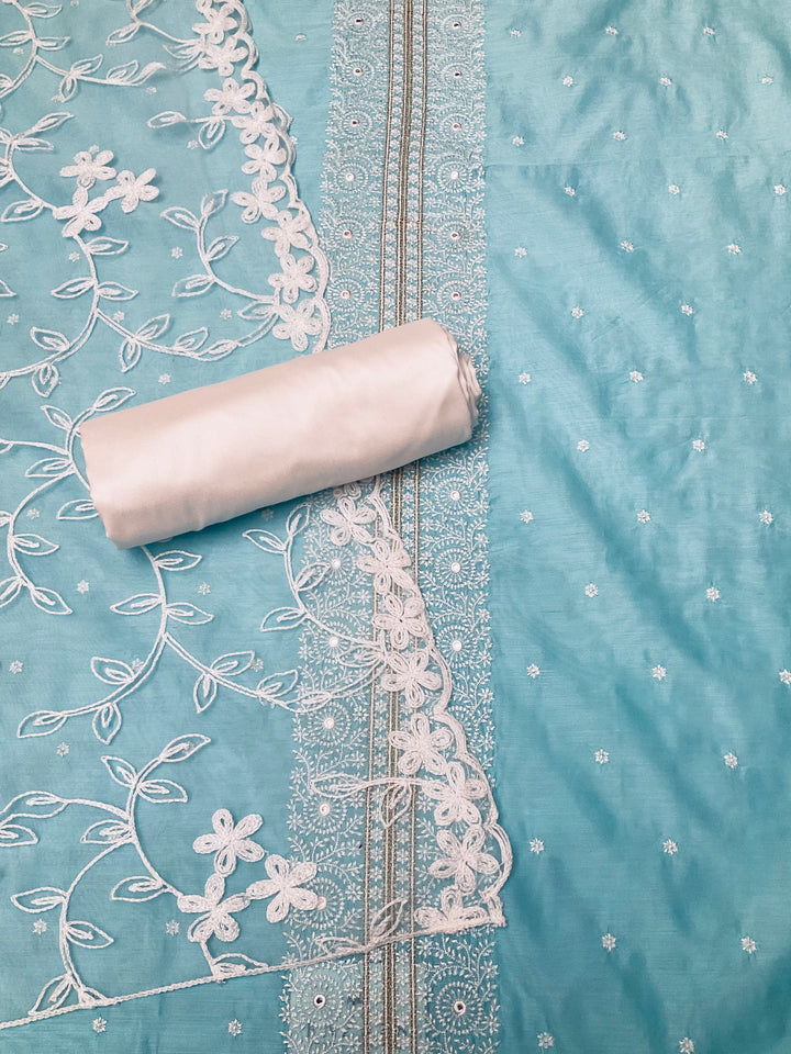Chanderi Embroidered Unstitched Suit - 45336