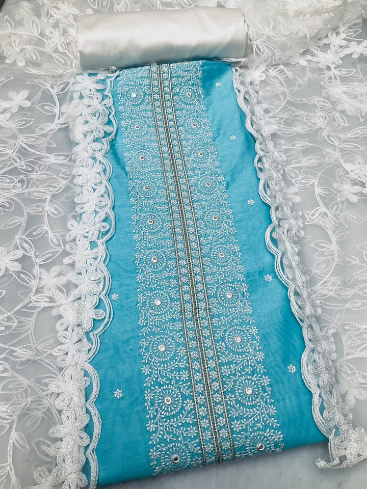 Chanderi Embroidered Unstitched Suit - 45336