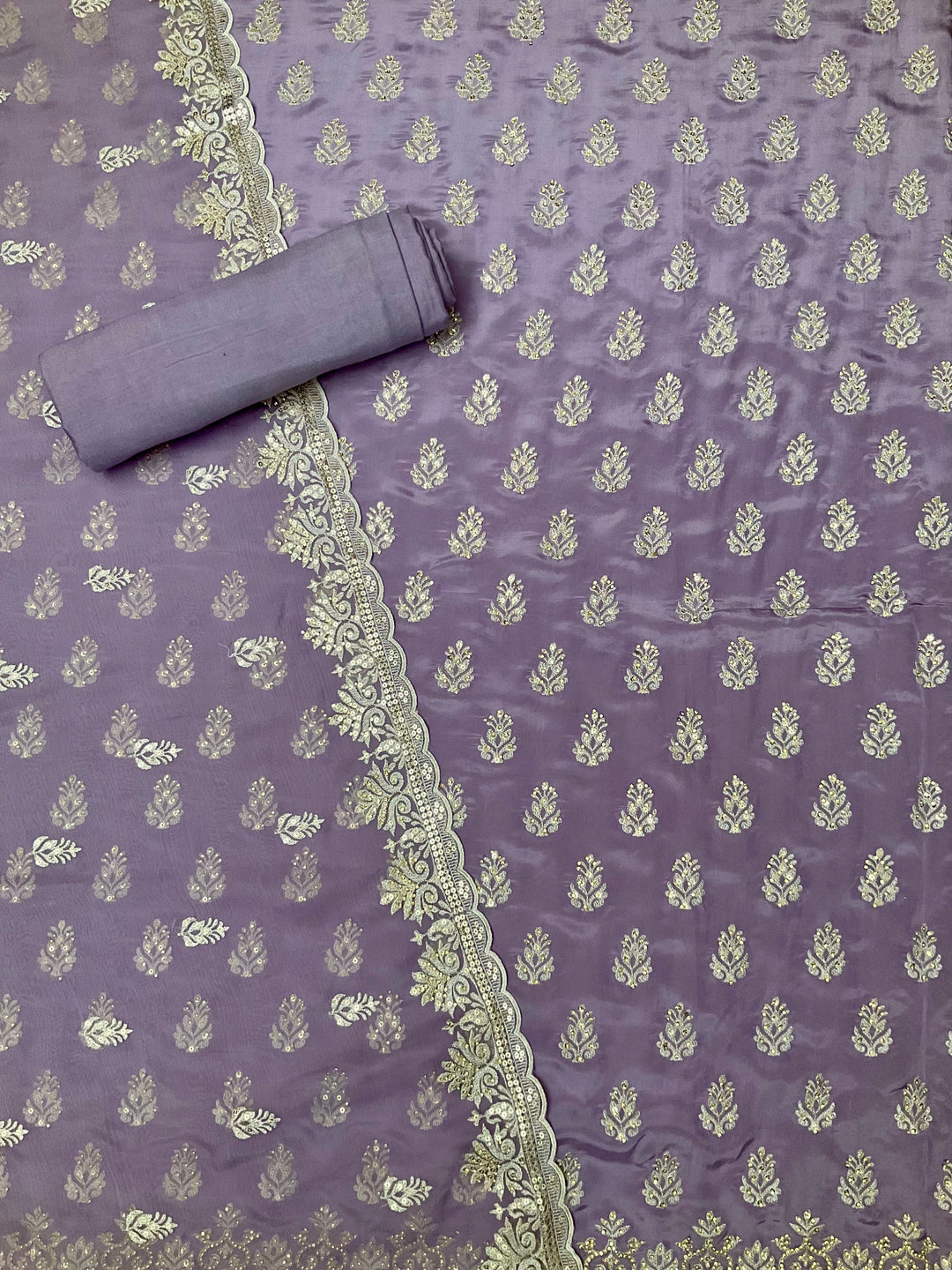 Upada Silk Embroidered Unstitched Salwar Suit - 45346