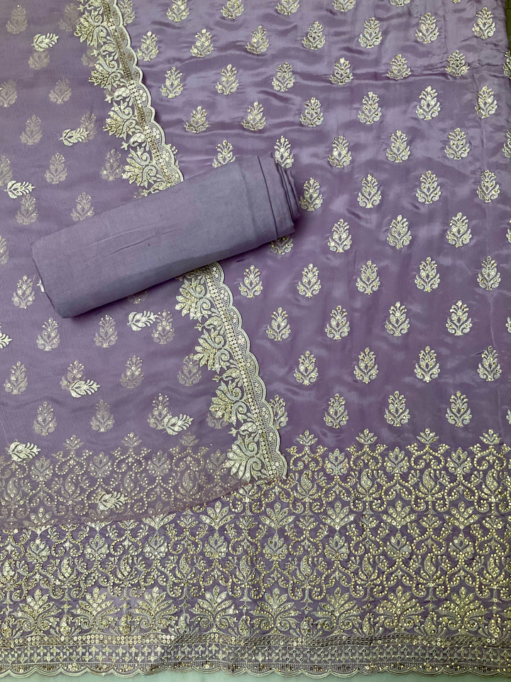 Upada Silk Embroidered Unstitched Salwar Suit - 45346