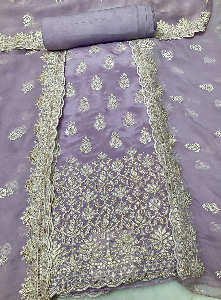Upada Silk Embroidered Unstitched Salwar Suit - 45346