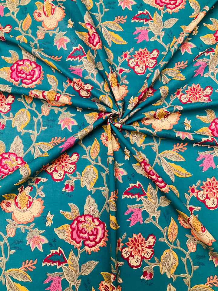 Pure Cotton Block Printed Fabric-45237