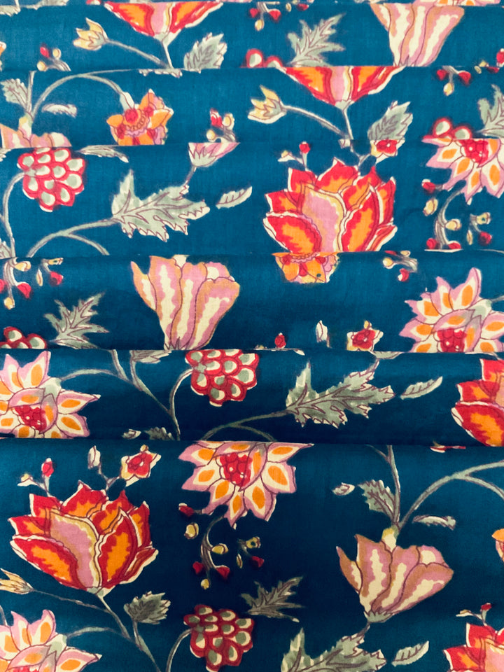 Pure Cotton Block Printed Fabric-45253