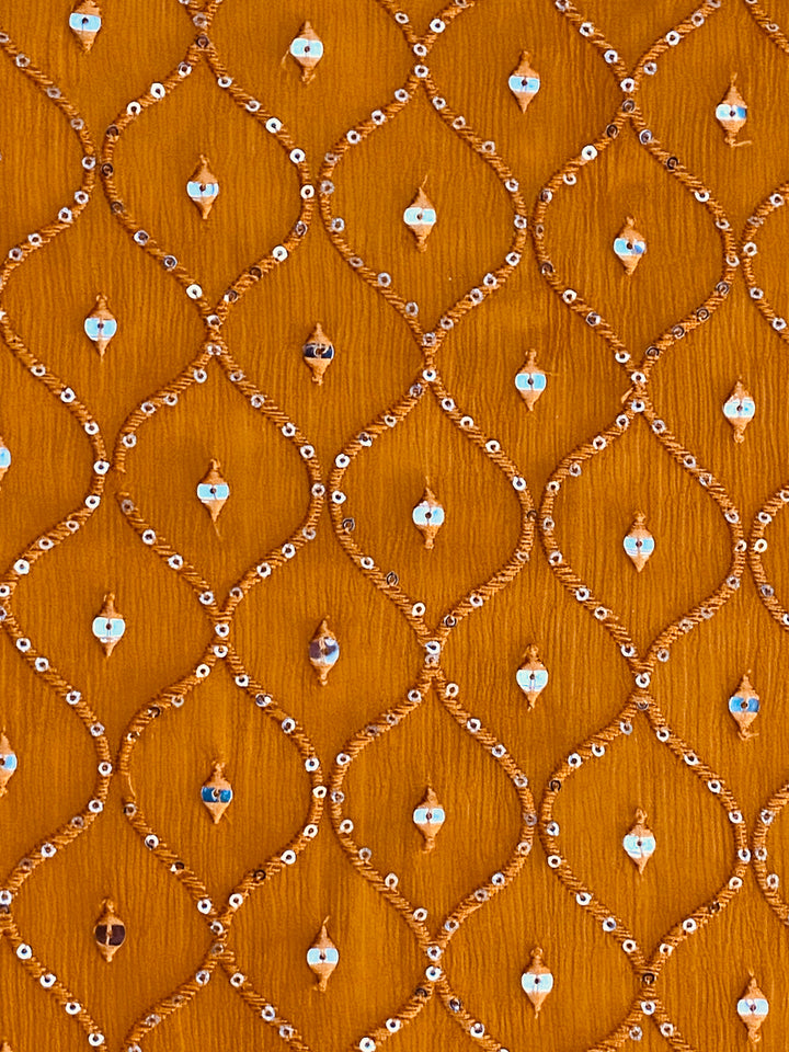 Chinnon Embroidered Fabric Mustard