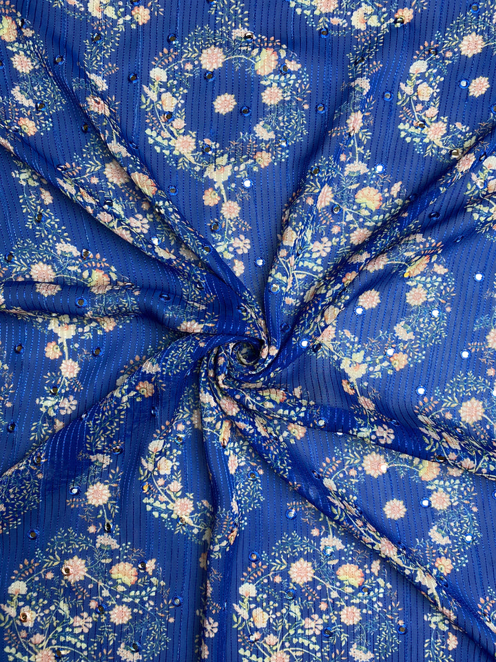 Printed Georgette Embroidered Fabric