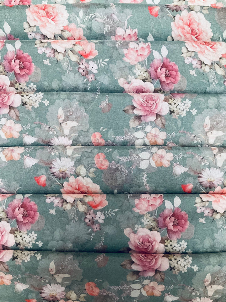 Pure Upada Silk Floral Printed Fabric-45911