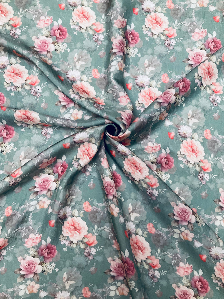 Pure Upada Silk Floral Printed Fabric-45911