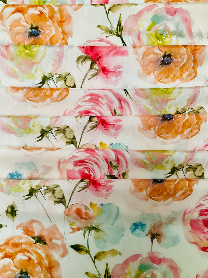 Pure Upada Silk Floral Printed Fabric-45906