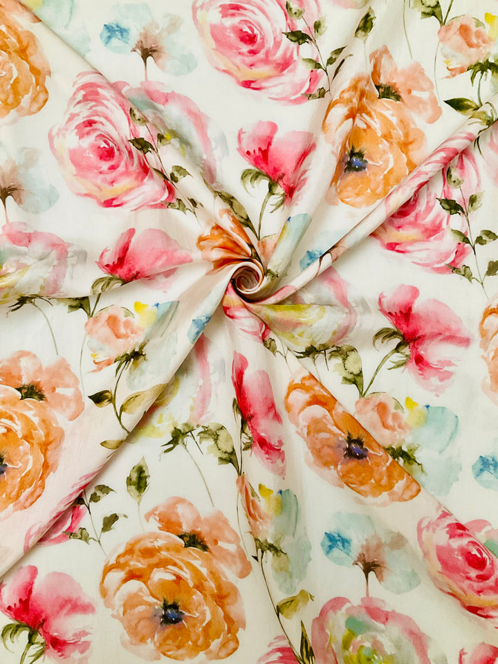 Pure Upada Silk Floral Printed Fabric-45906