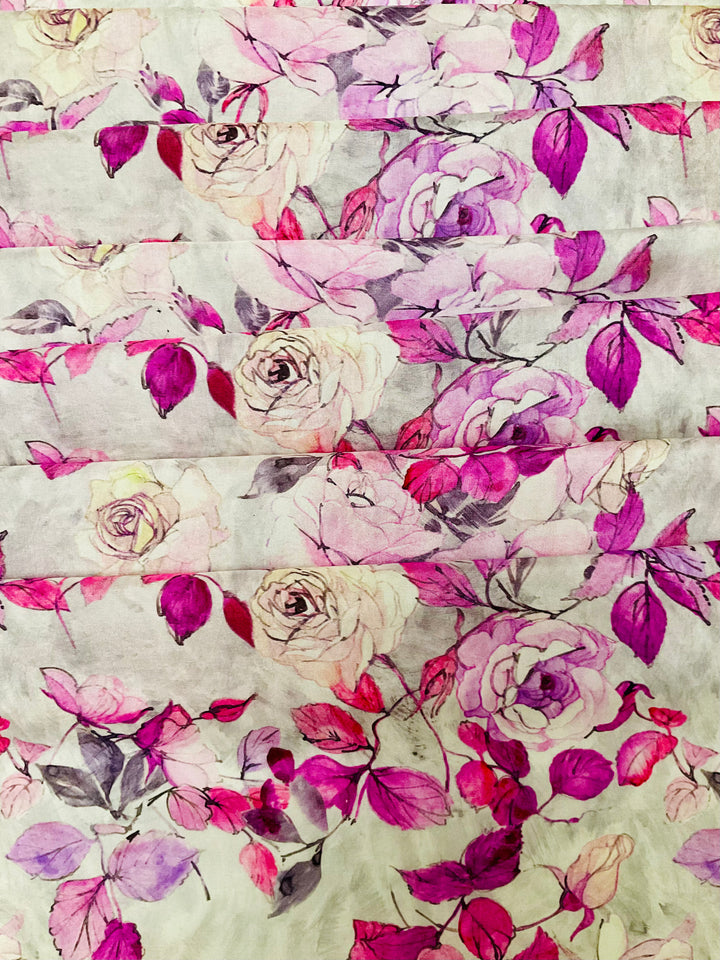 Handloom Silk Floral Printed Fabric-45910
