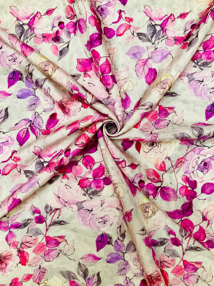 Handloom Silk Floral Printed Fabric-45910