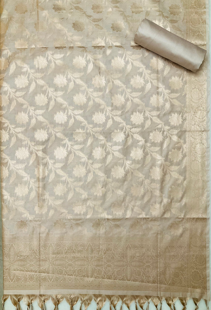 Woven Chanderi Silk Embroidered Unstiched Suit -46185