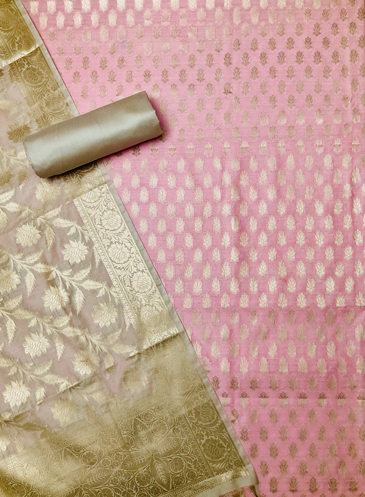 Woven Chanderi Silk Embroidered Unstiched Suit -46185