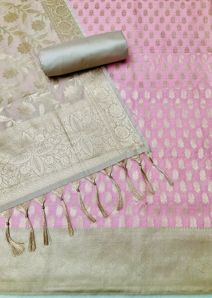 Woven Chanderi Silk Embroidered Unstiched Suit -46185