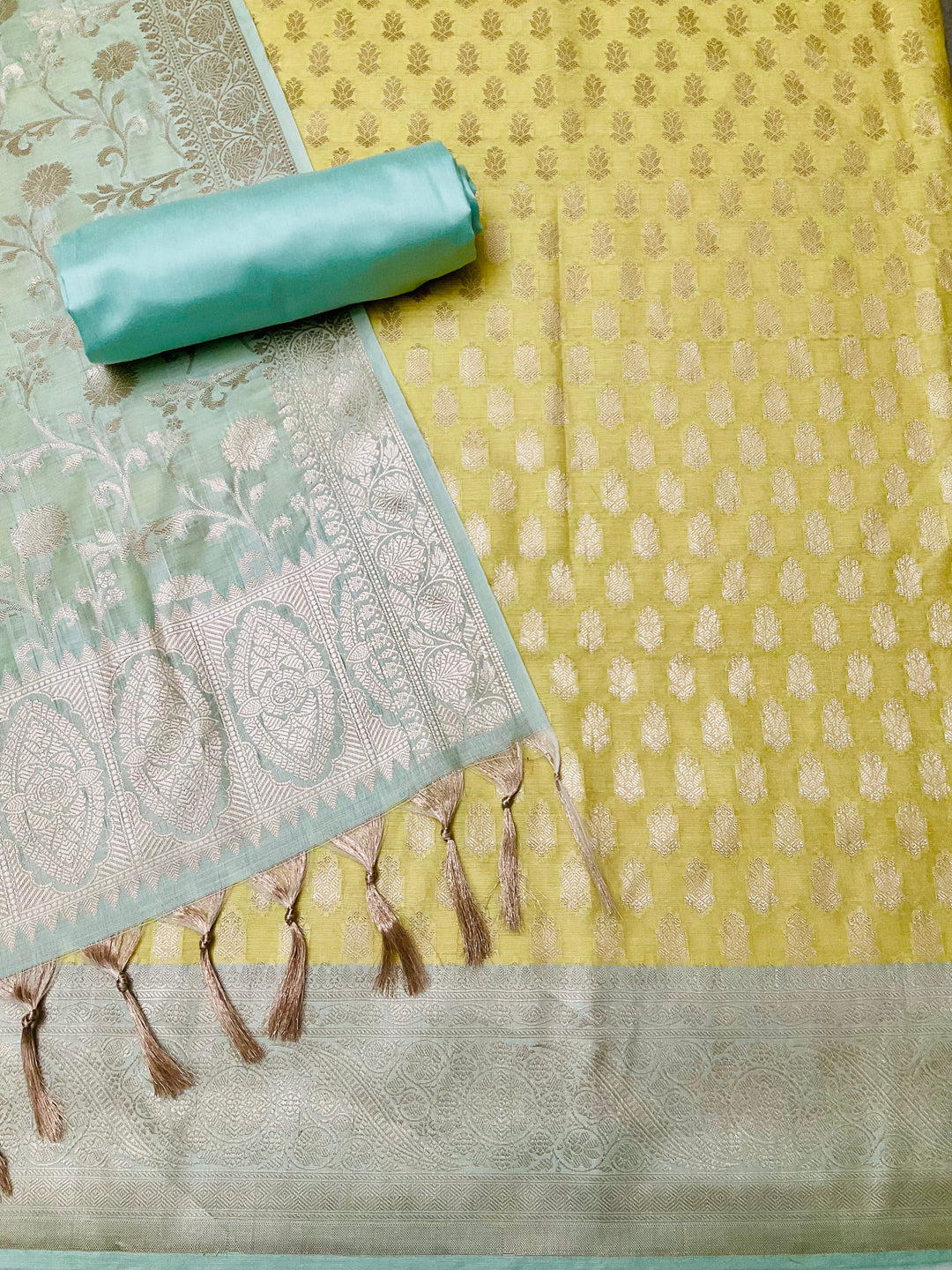 Woven Chanderi Silk Unstiched Suit -46185