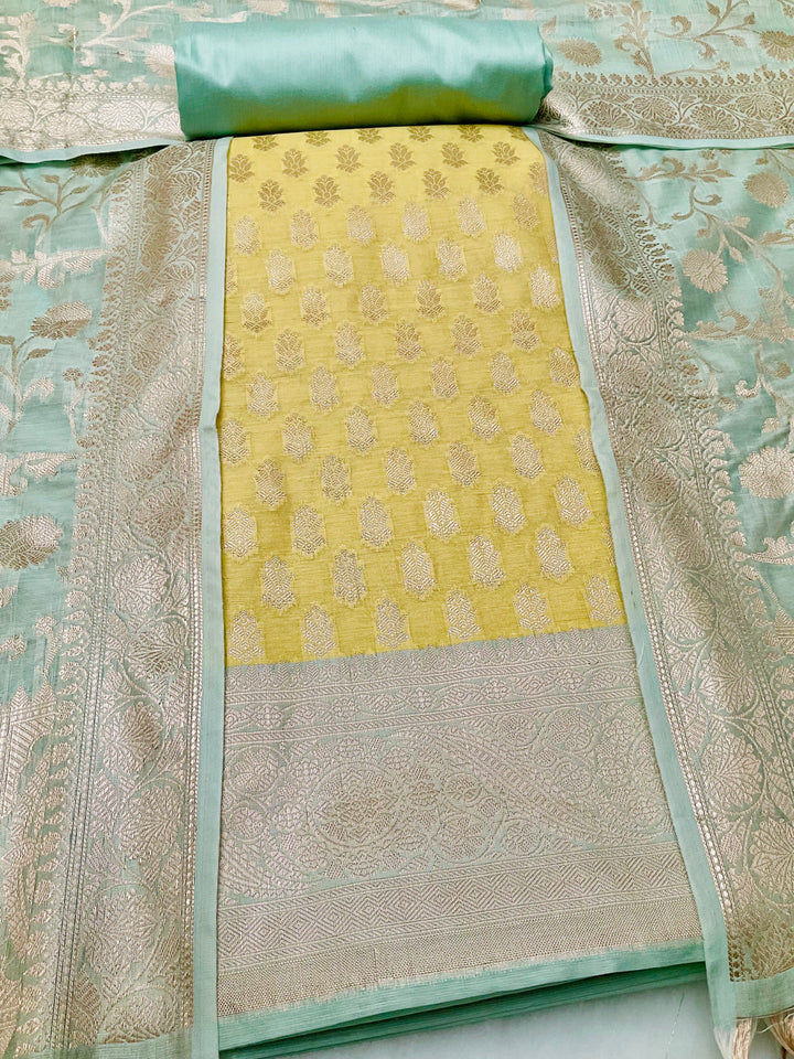 Woven Chanderi Silk Unstiched Suit -46185