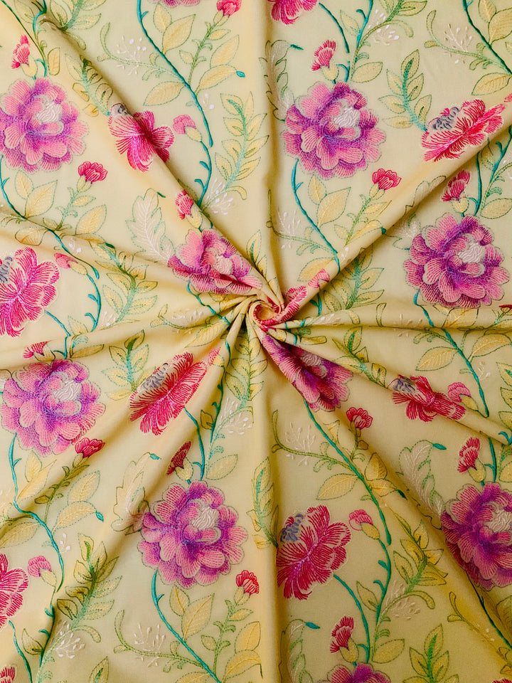 Pure Cotton  Embroidered Fabric-46443