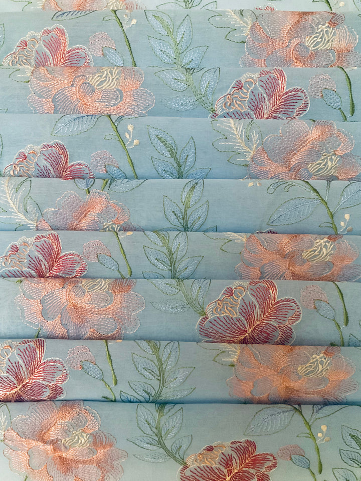 Pure Cotton  Embroidered Fabric-46445