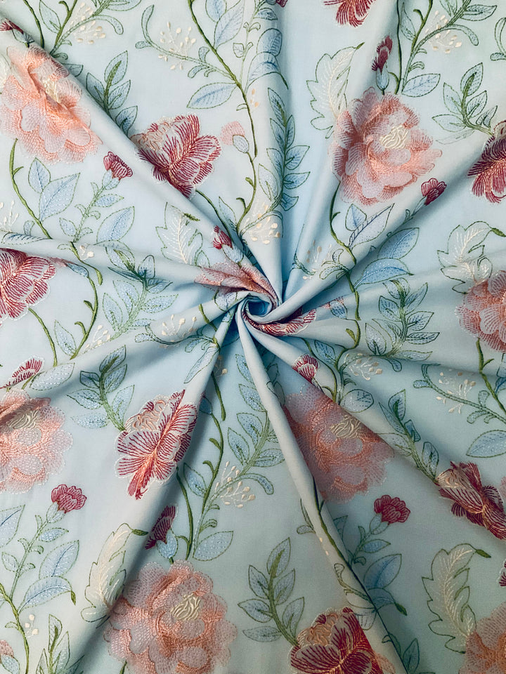 Pure Cotton  Embroidered Fabric-46445