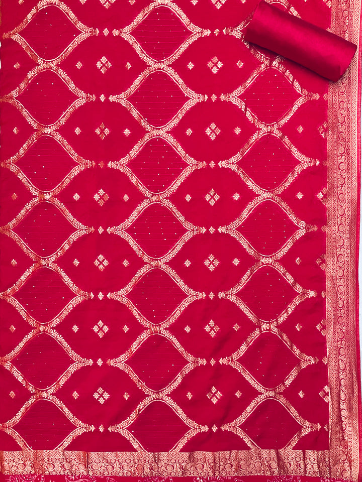 Chanderi Silk Embroidered Unstiched Suit -46939