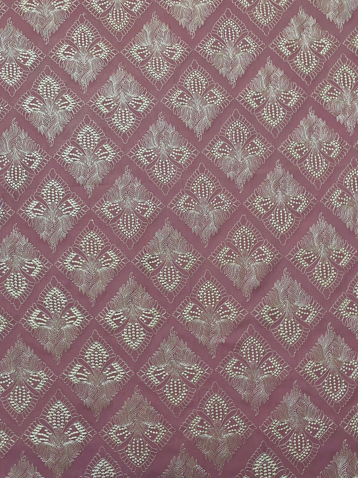 Pink Cotton Embroidered Fabric