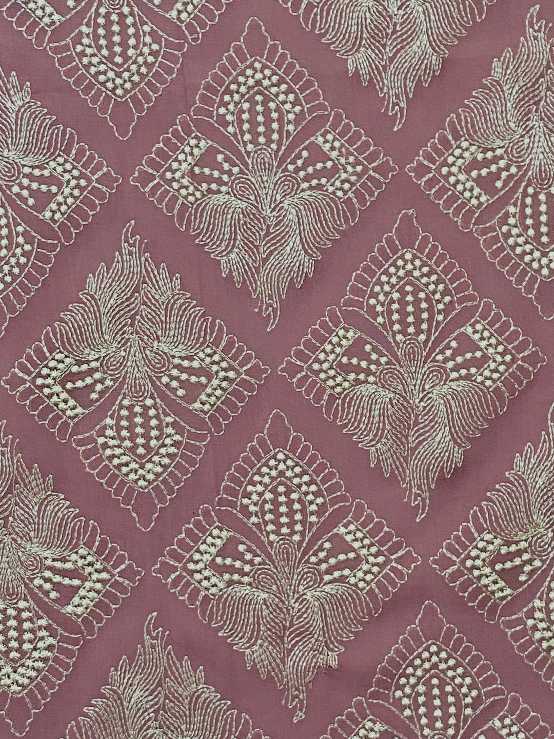 Pink Cotton Embroidered Fabric