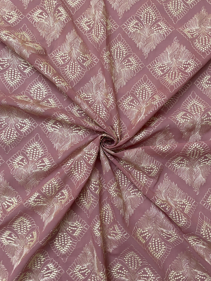 Pink Cotton Embroidered Fabric