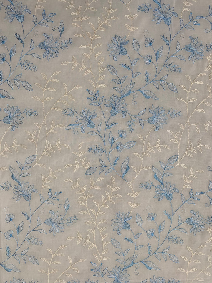 Off White Cotton Embroidered Fabric