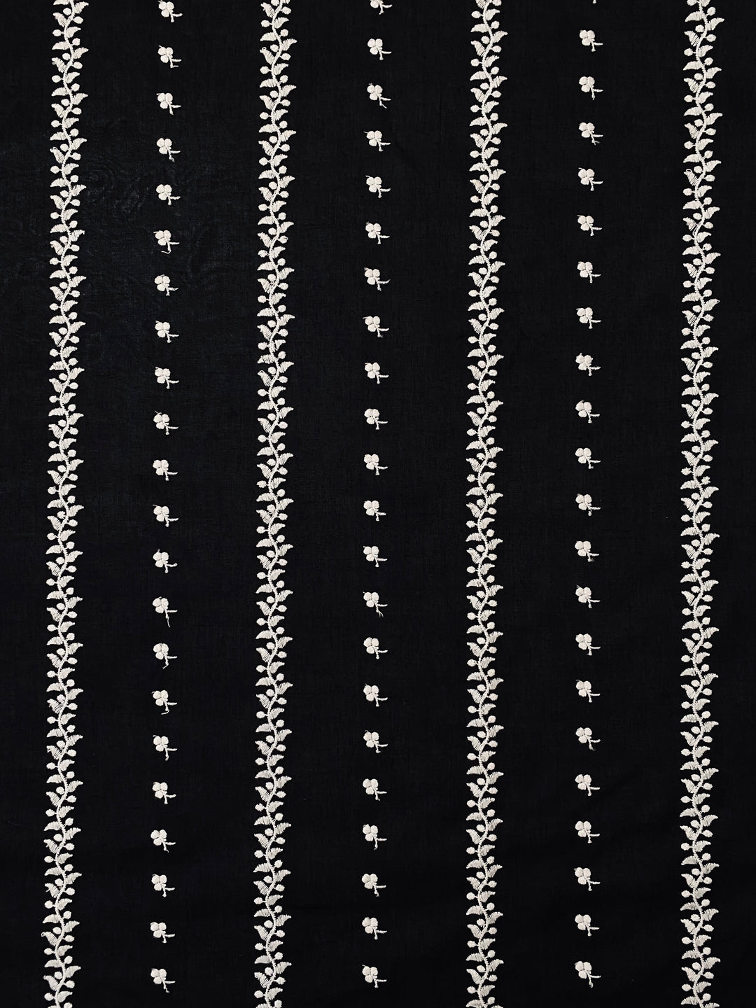 Black Cotton Embroidered Fabric