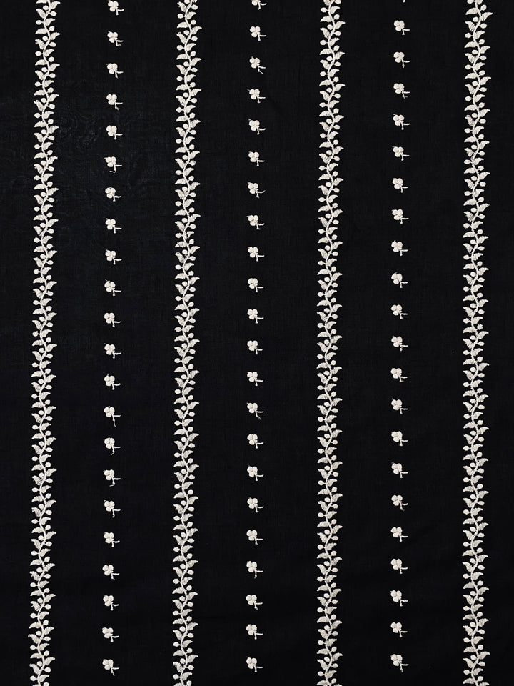 Black Cotton Embroidered Fabric