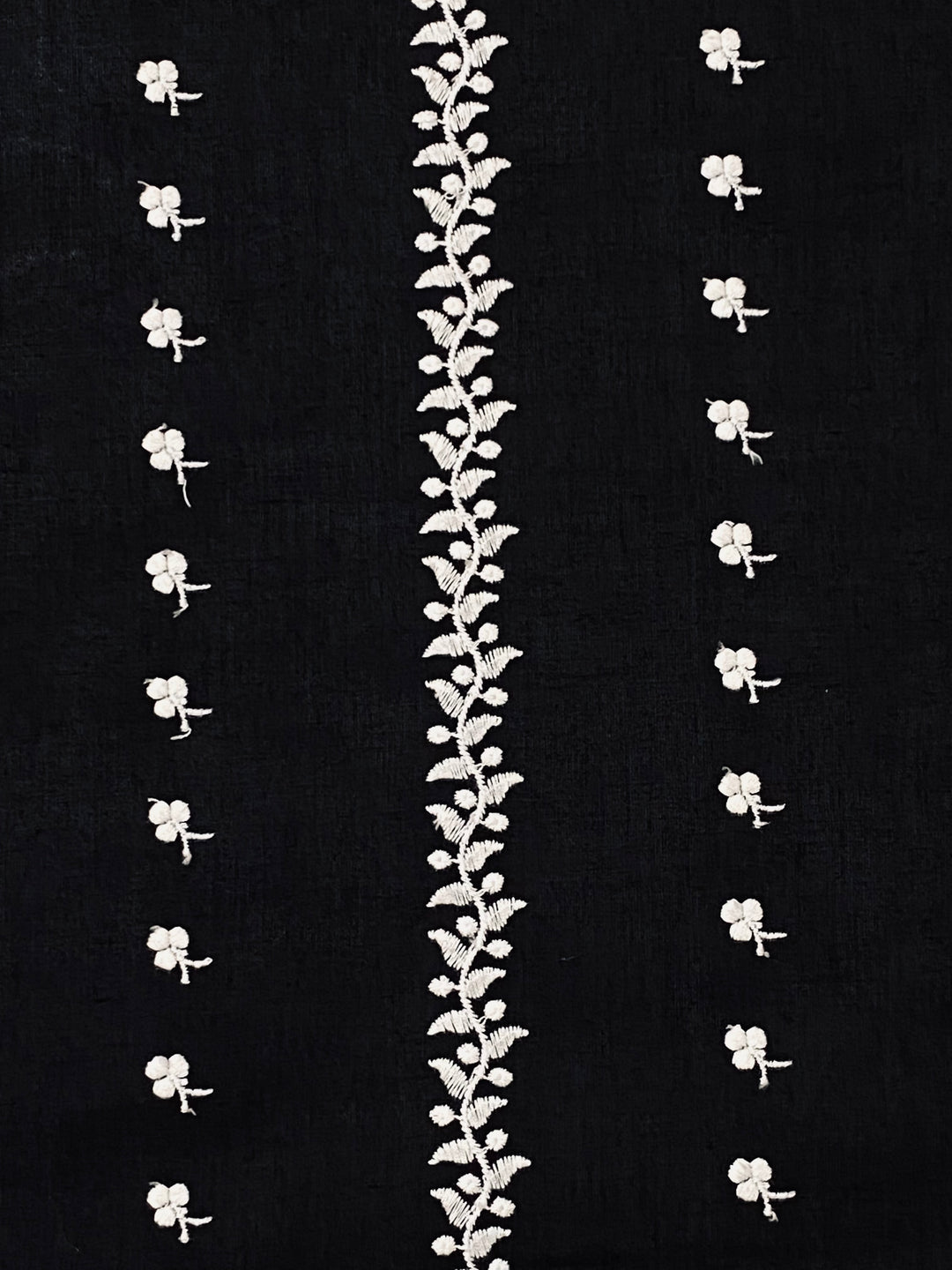 Black Cotton Embroidered Fabric