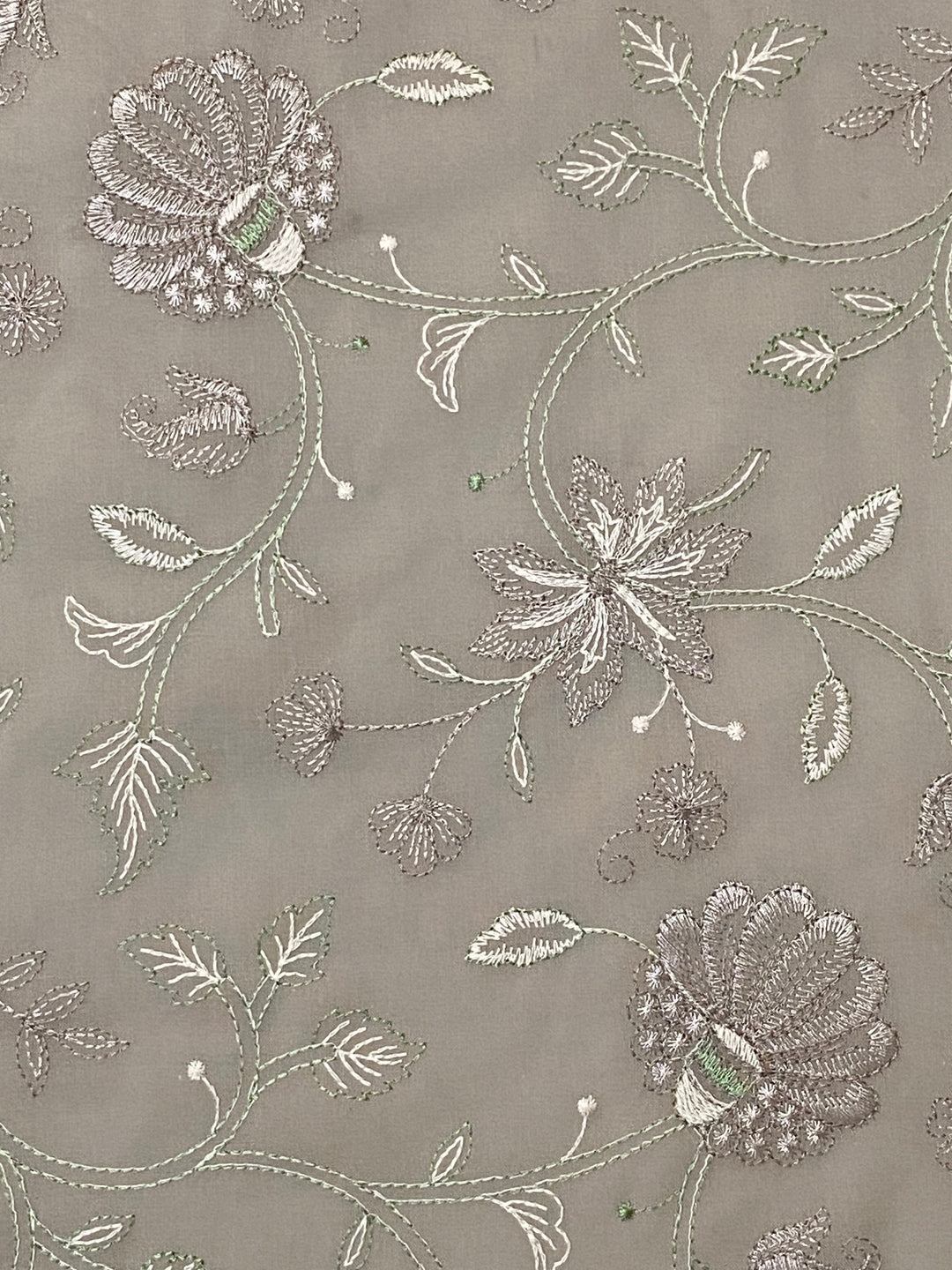 Green Cotton Embroidered Fabric