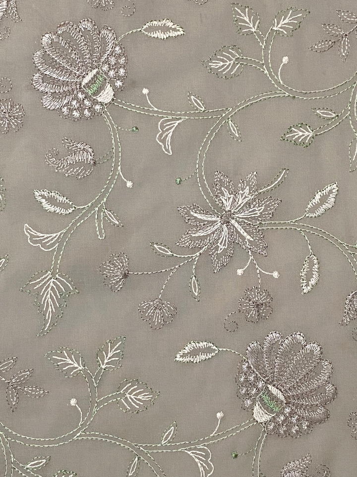 Green Cotton Embroidered Fabric