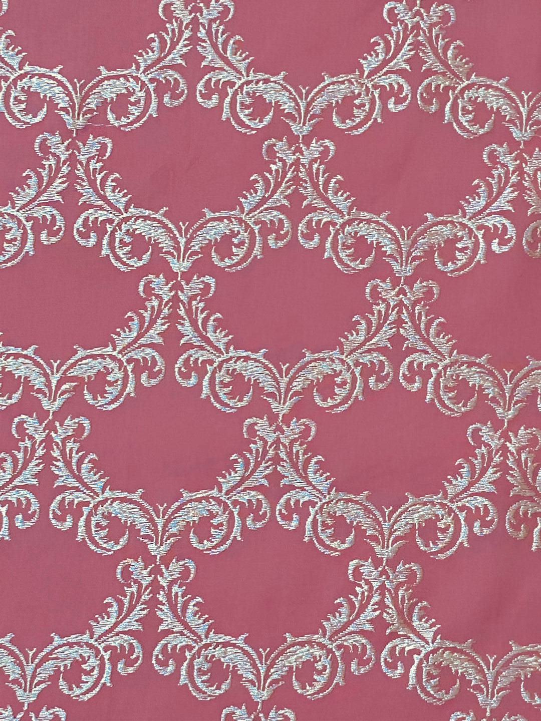 Peach Cotton Embroidered Fabric