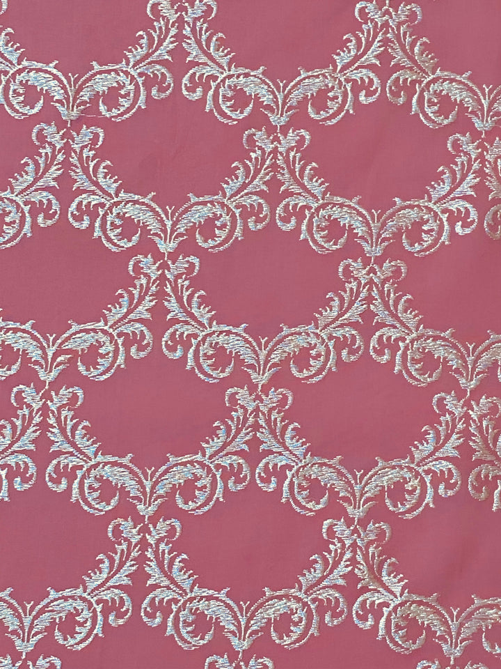 Peach Cotton Embroidered Fabric