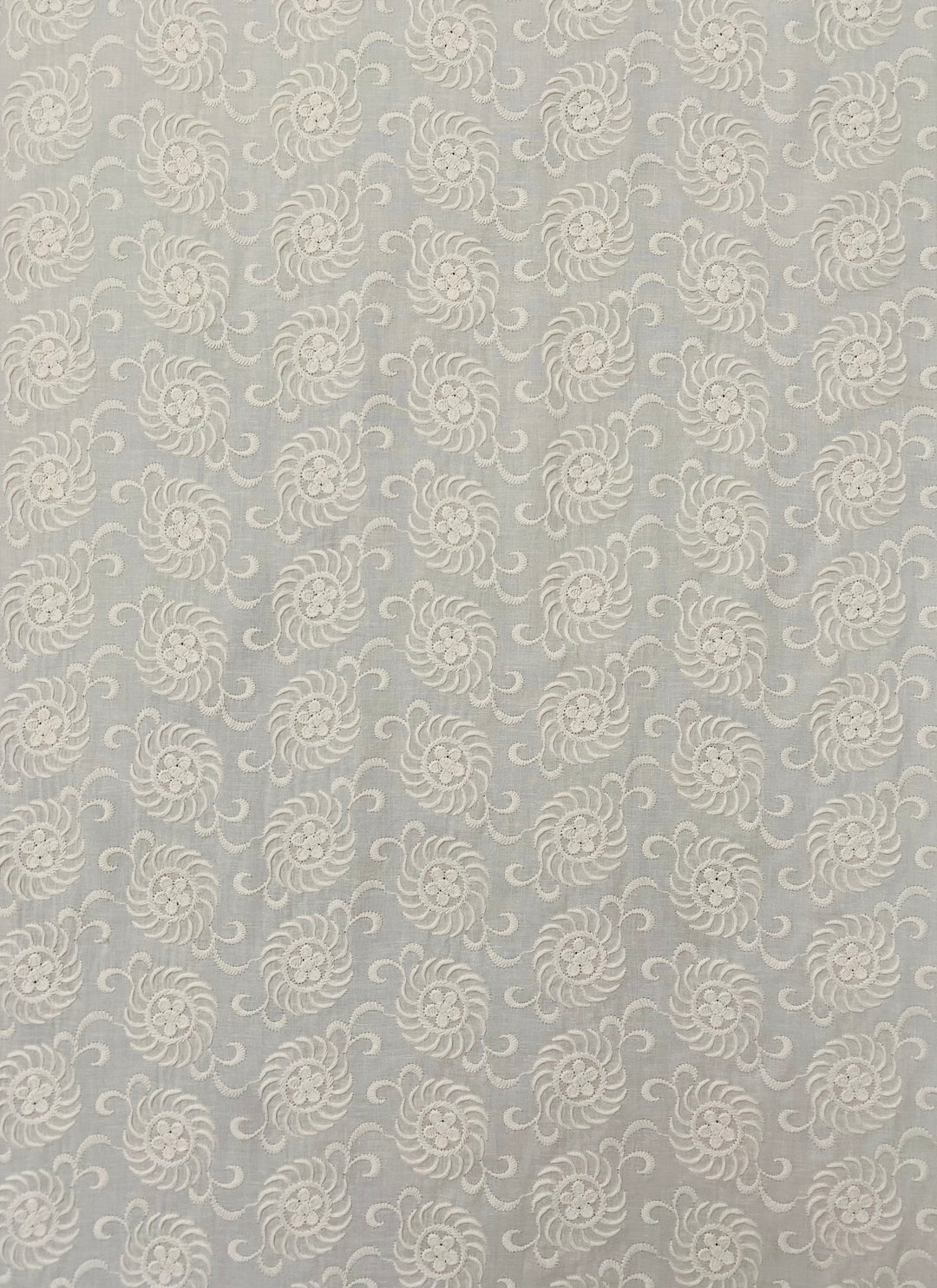 Cream Cotton Embroidered Fabric