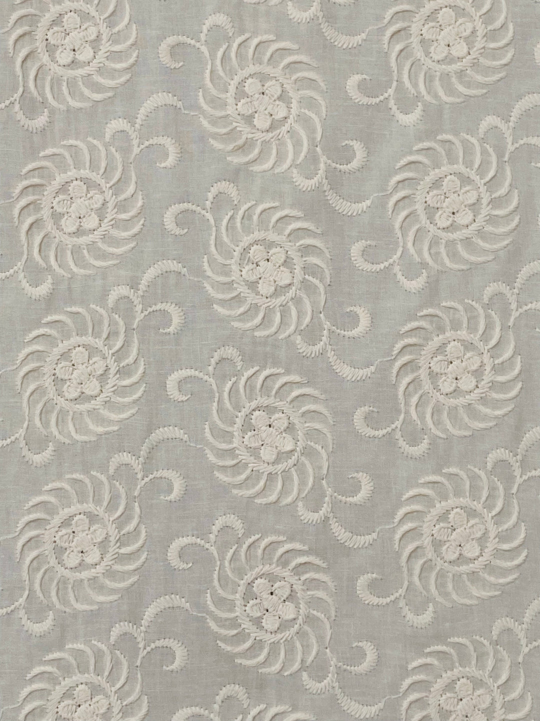 Cream Cotton Embroidered Fabric